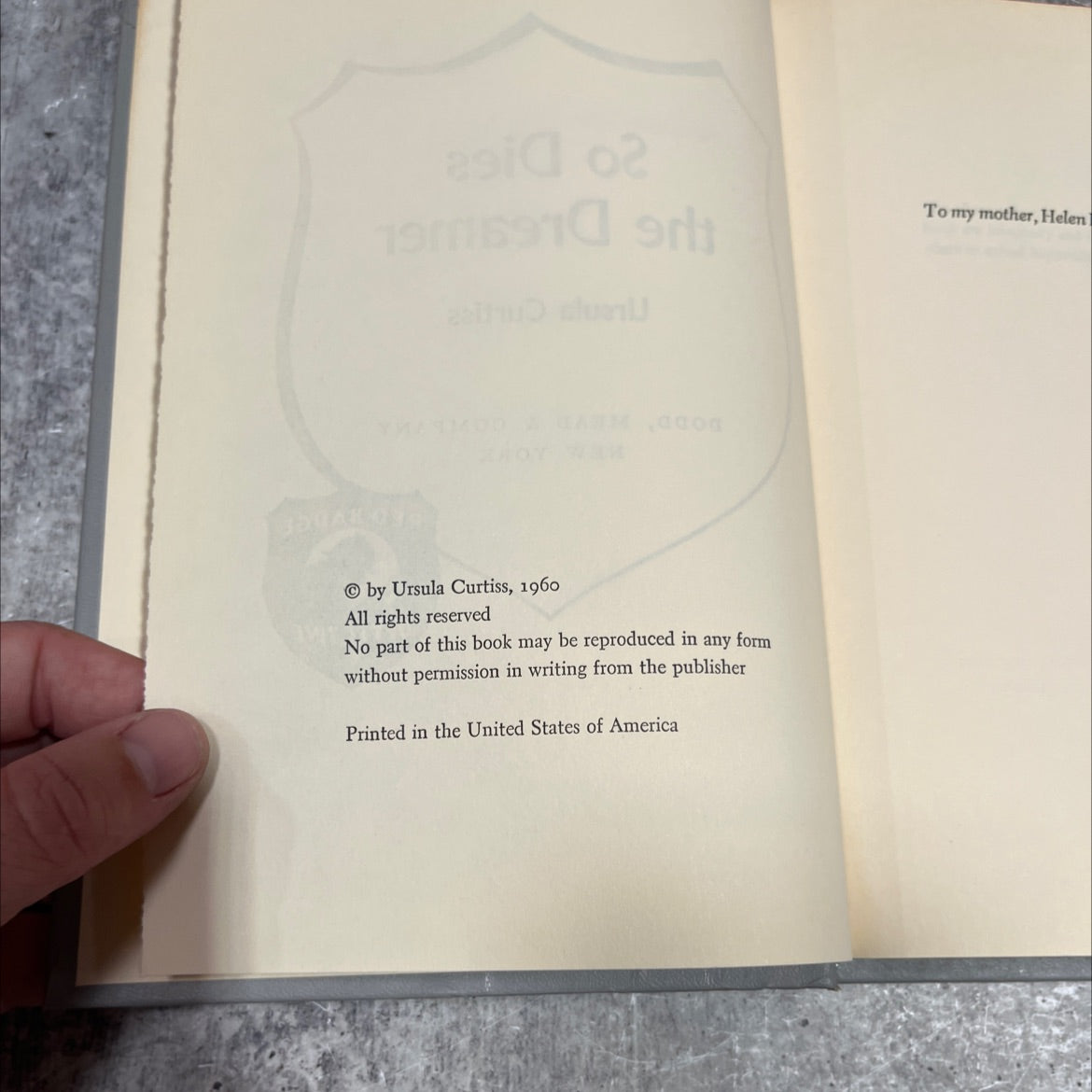 so dies the dreamer book, by Ursula Curtiss, 1960 Hardcover image 3