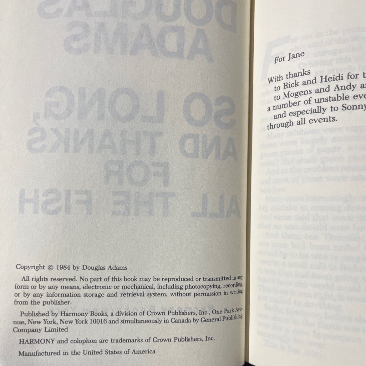 so long, and thanks for all the fish book, by douglas adams, 1984 Hardcover image 3
