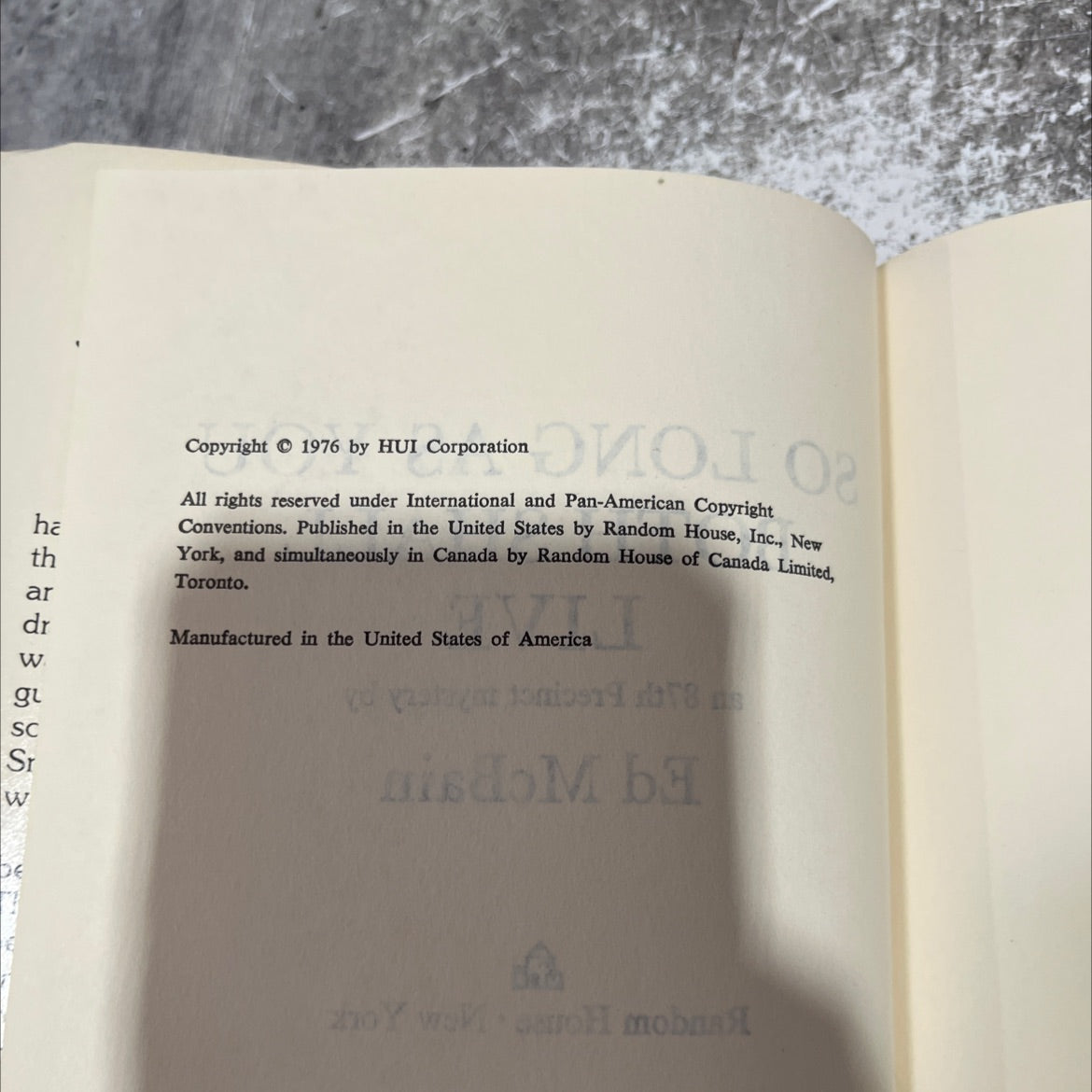 so long as you both shall live book, by ed mcbain, 1976 Hardcover image 3