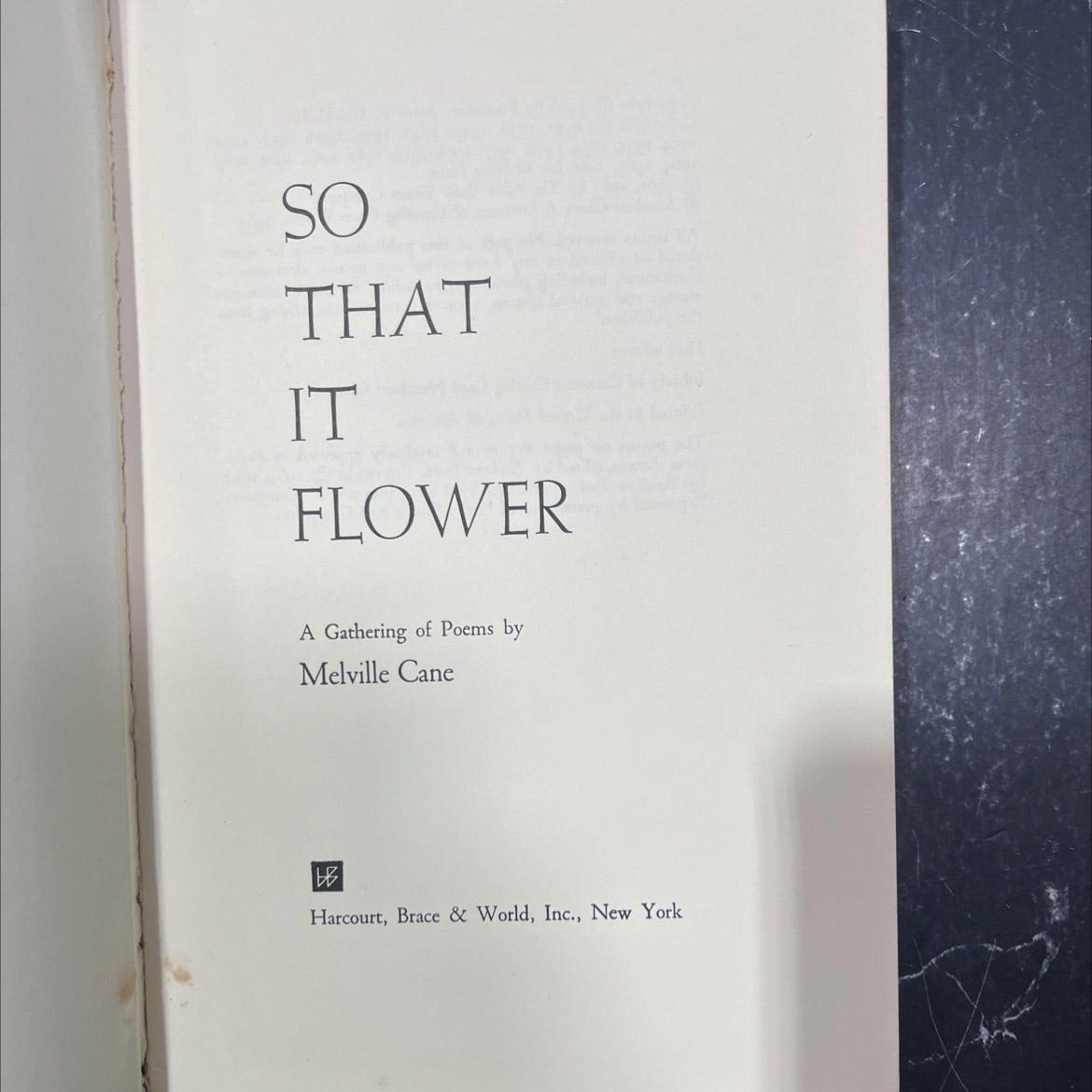 so that it flower a gathering of poems book, by melville cane, 1966 Hardcover image 2