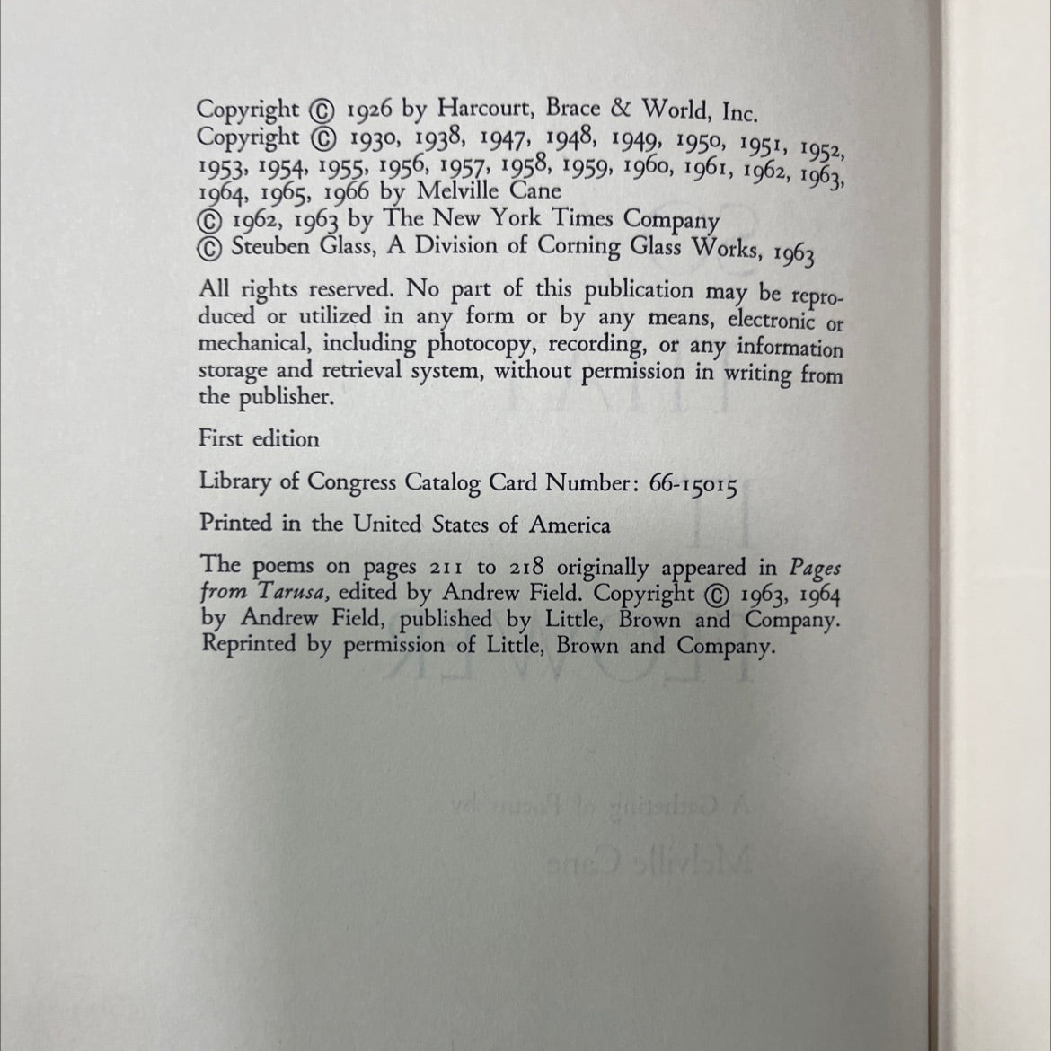 so that it flower a gathering of poems book, by melville cane, 1966 Hardcover image 3