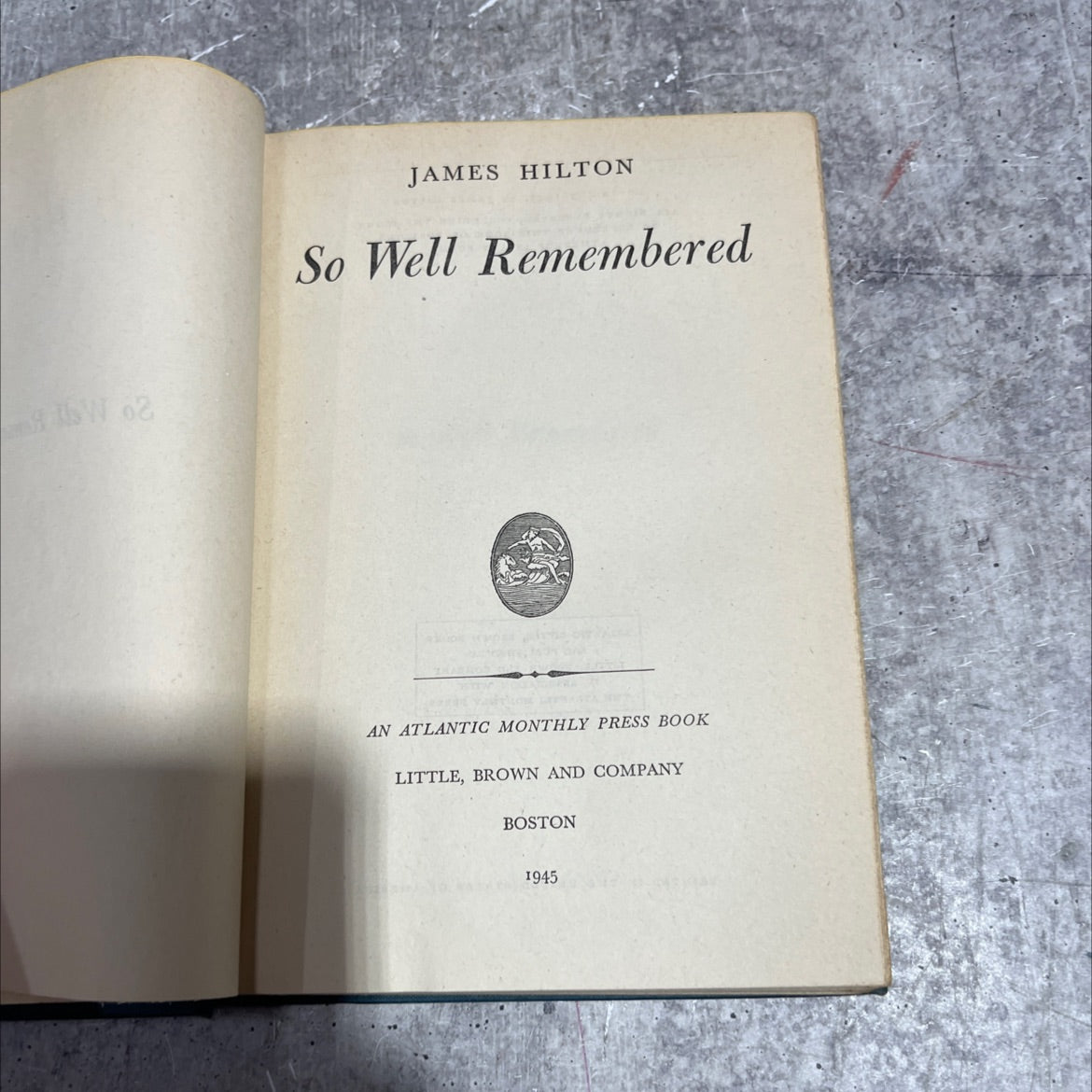 so well remembered book, by james hilton, 1945 Hardcover image 2