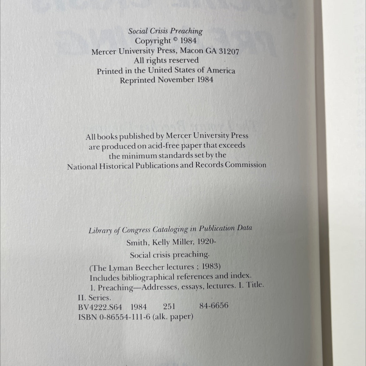 social crisis preaching book, by kelly miller smith, 1984 Hardcover image 3