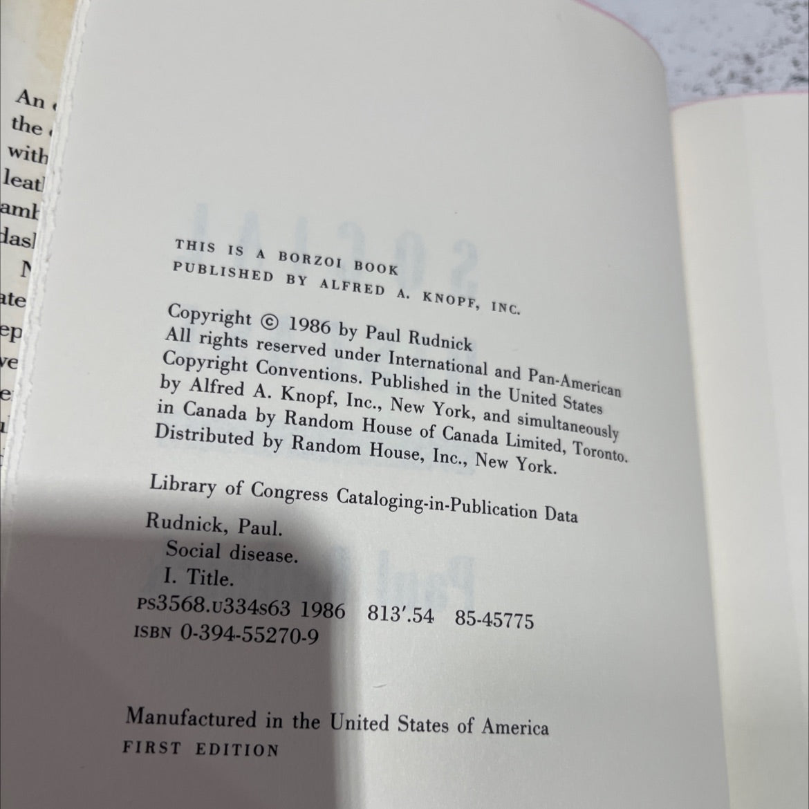 social disease book, by Paul Rudnick, 1986 Hardcover image 3