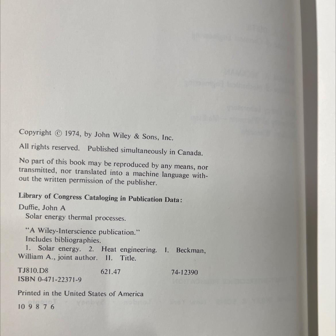 solar energy thermal processes book, by john a. duffie, william a. beckman, 1974 Hardcover image 3