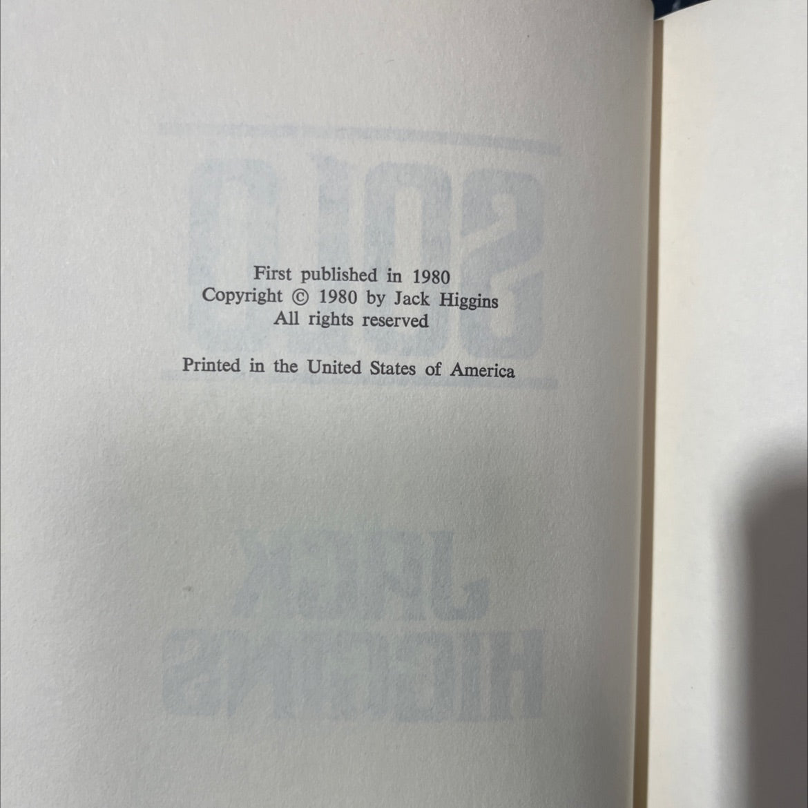 solo jack higgins book, by Jack Higgins, 1980 Hardcover image 3