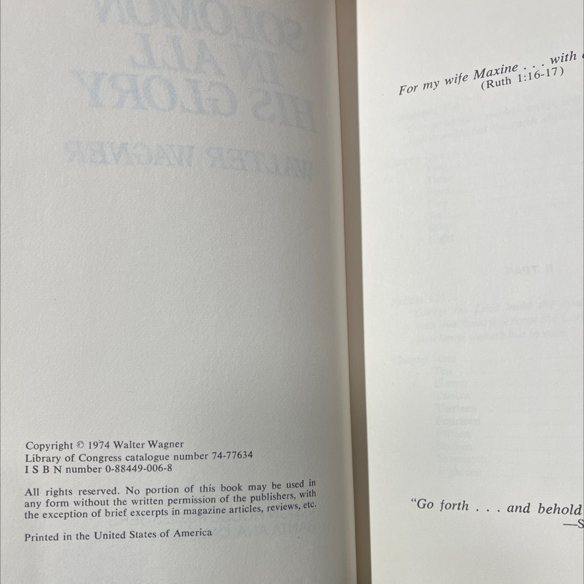 solomon in all his glory book, by walter wagner, 1974 Hardcover image 3