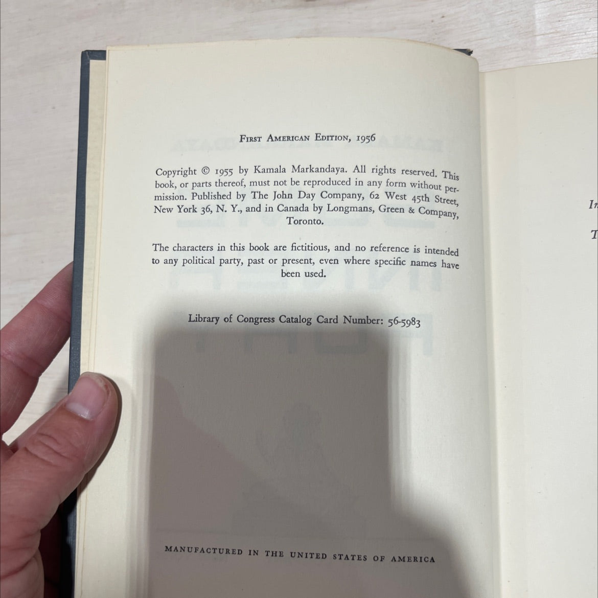 some inner fury book, by Kamala Markandaya, 1956 Hardcover image 3