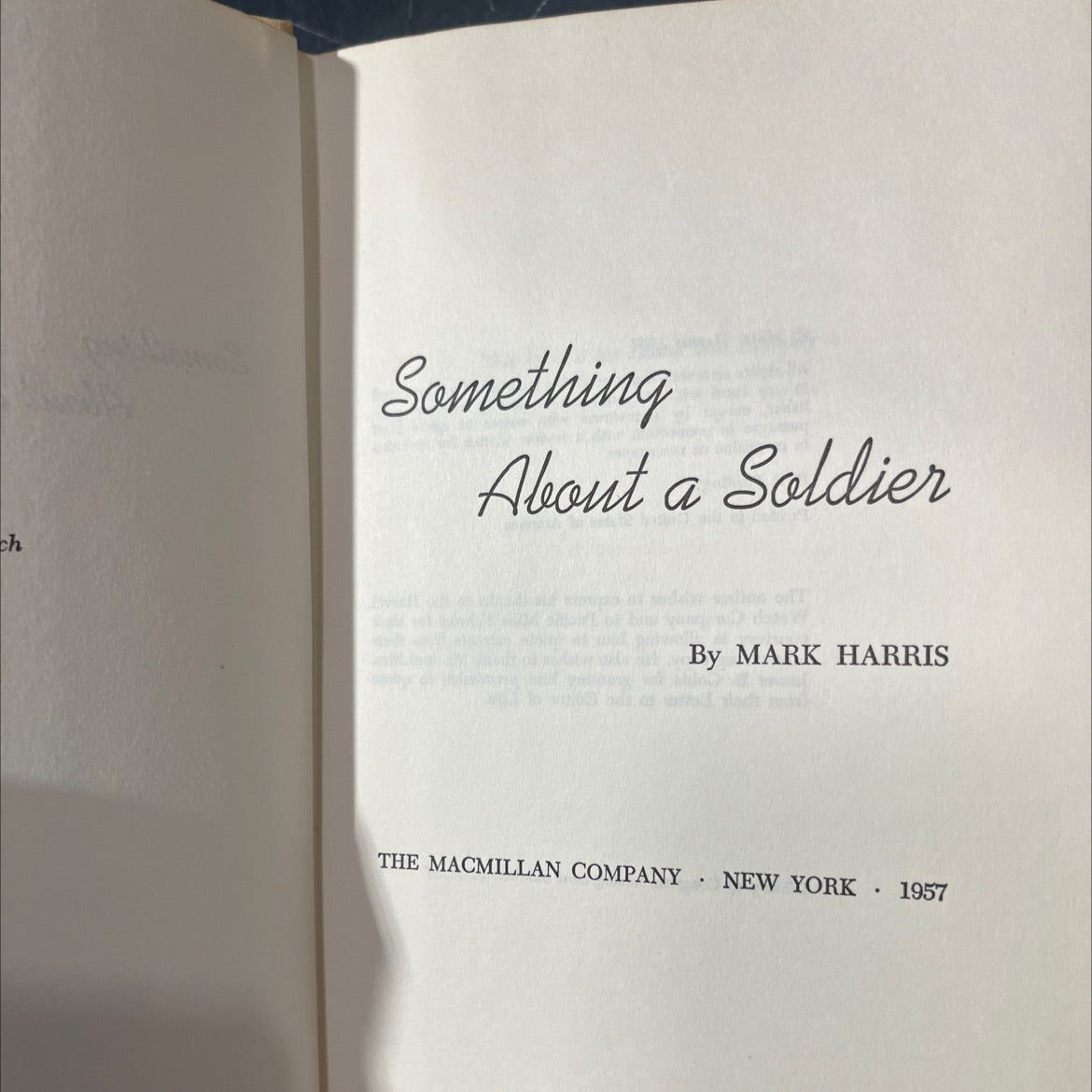 something about a soldier book, by mark harris, 1957 Hardcover image 2