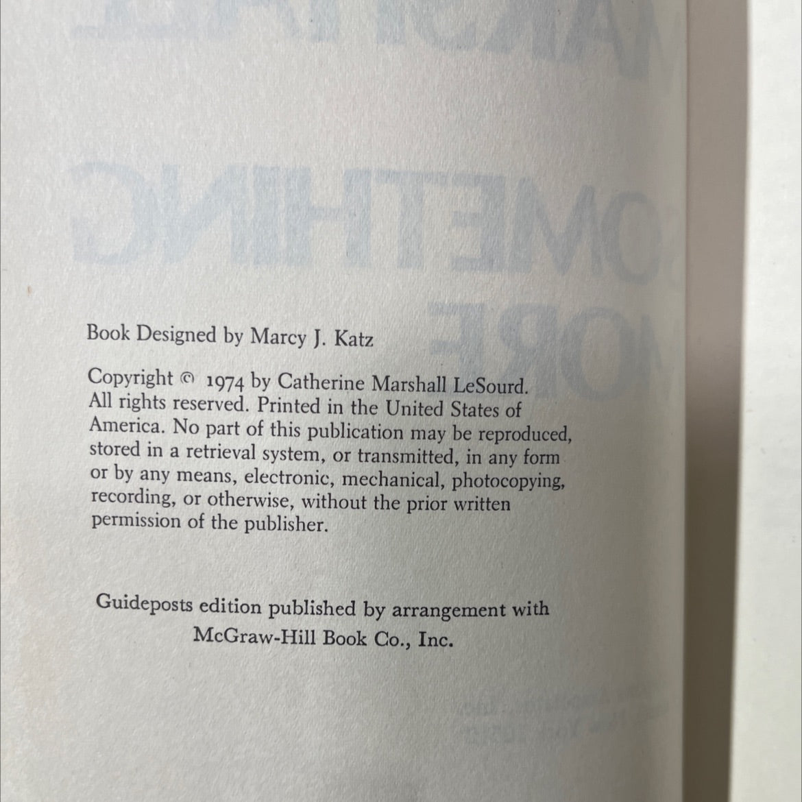 something more book, by catherine marshall, 1974 Hardcover image 3