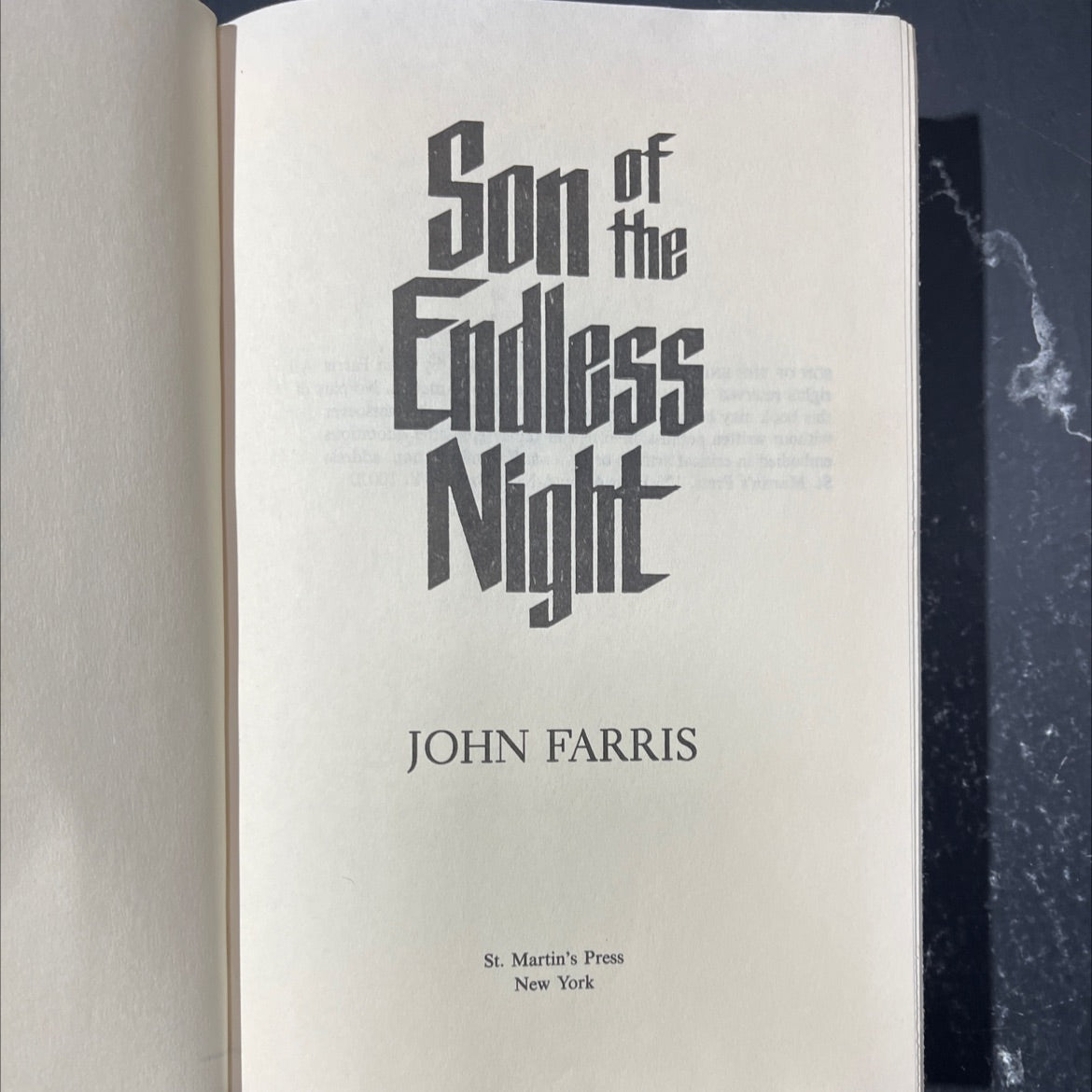 son of the endless night book, by john farris, 1985 Hardcover image 2