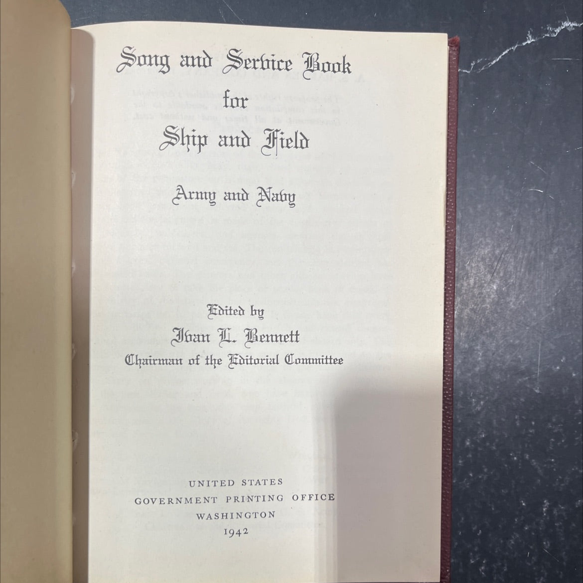 song and service book for ship and field army and navy book, by ivan l. bennett, 1942 Hardcover image 2
