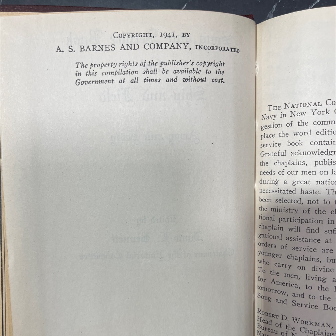 song and service book for ship and field army and navy book, by ivan l. bennett, 1942 Hardcover image 3