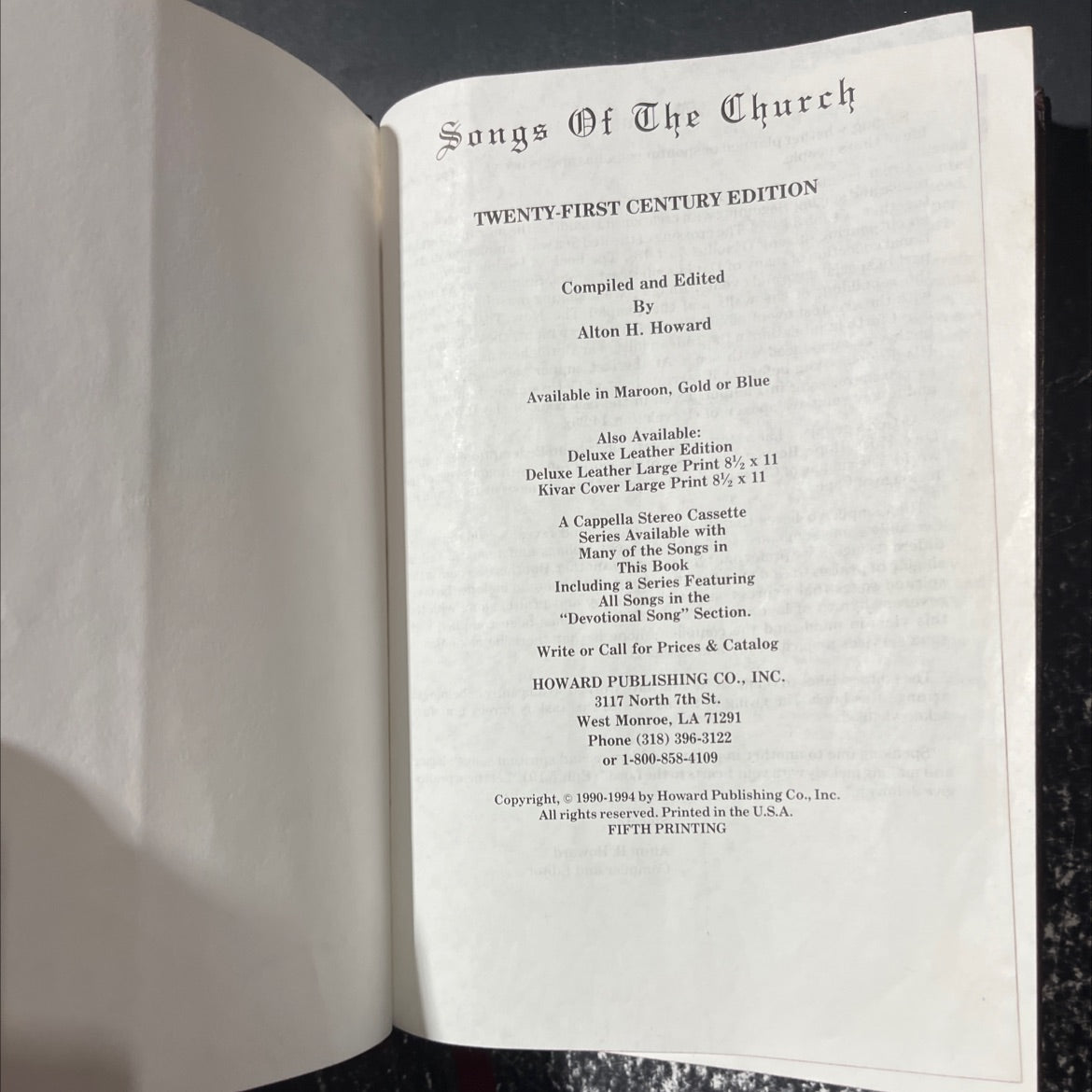 songs of the church twenty-first century edition book, by Alton H. Howard, 1994 Hardcover image 3