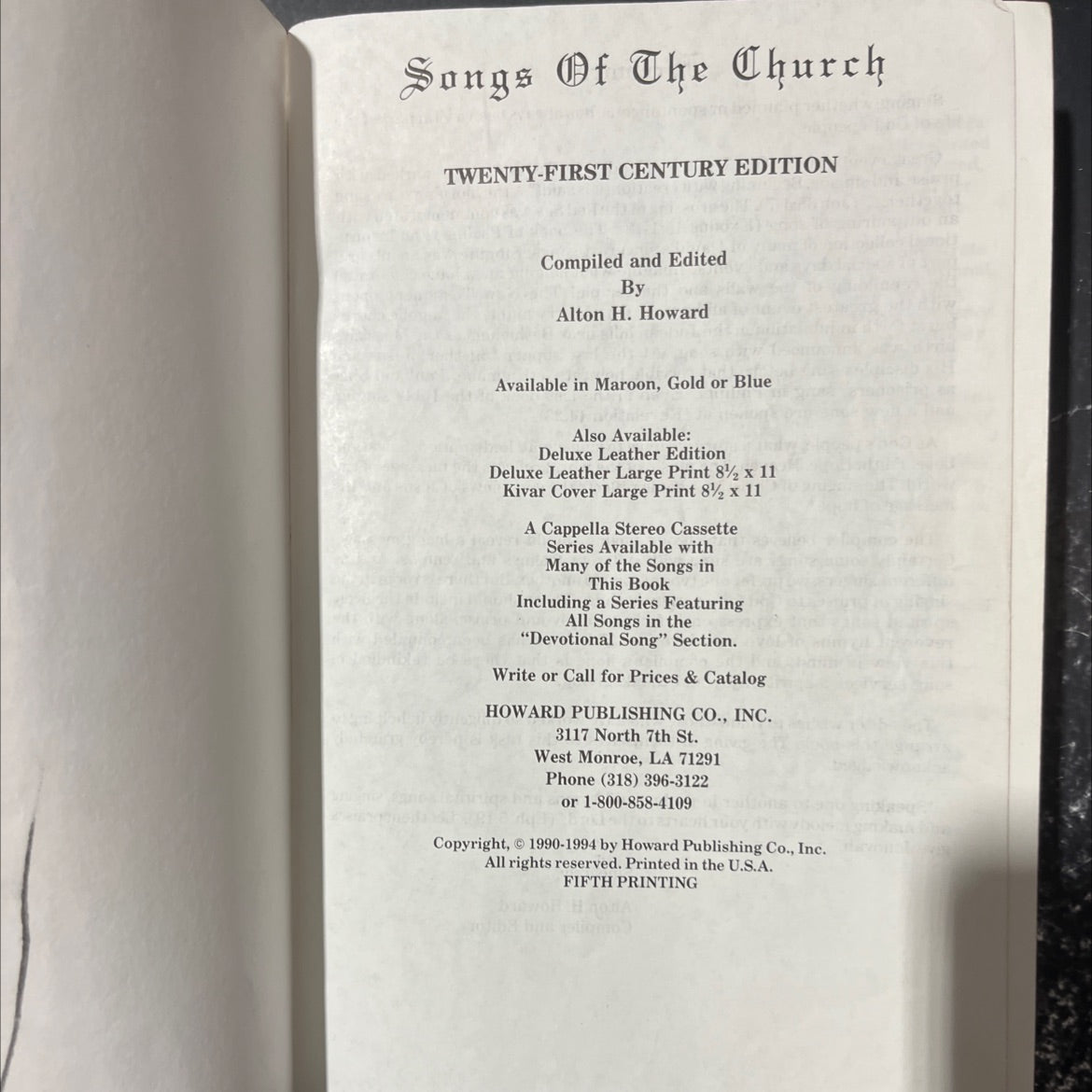 songs of the church twenty-first century edition book, by alton h. howard, 1994 Hardcover image 3