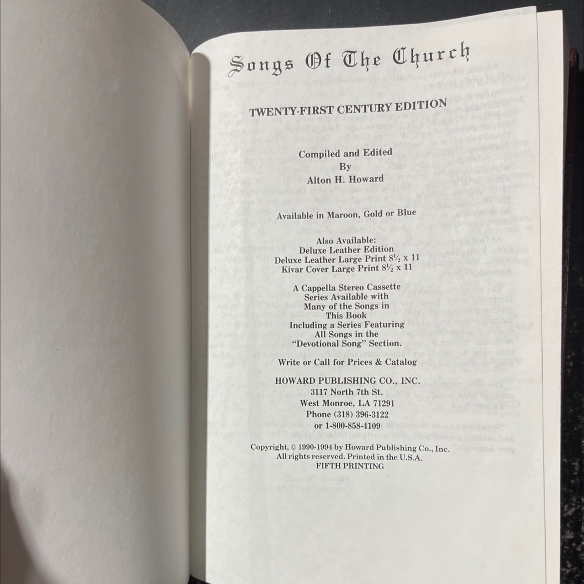 songs of the church twenty-first century edition book, by Alton H. Howard, 1994 Hardcover image 3