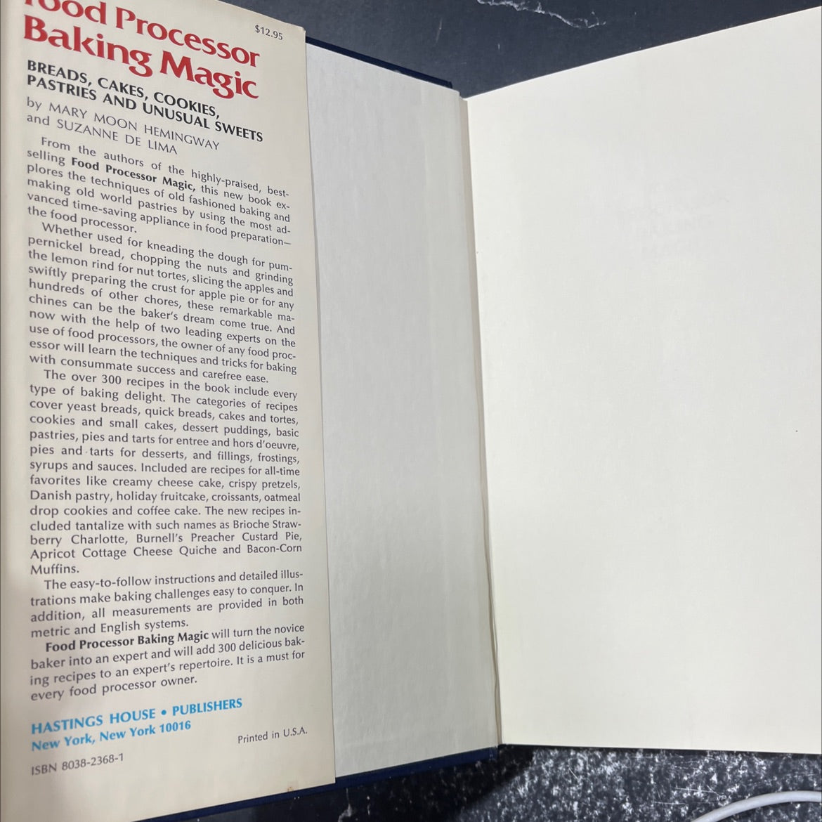 sor magic food processor baking magic book, by mary moon hemingway and suzanne de lima, 1980 Hardcover image 4
