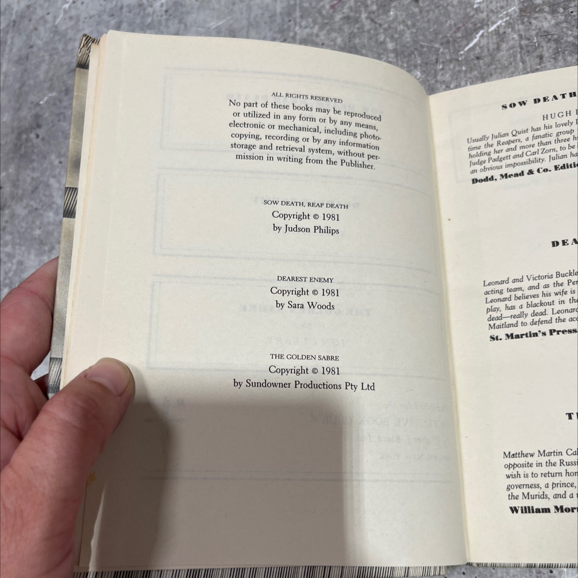 sow death, reap death book, by hugh pentecost, 1981 Hardcover image 3