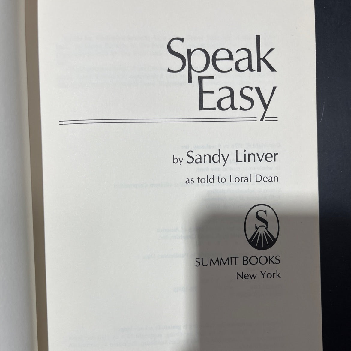 speak easy book, by sandy linver, 1978 Hardcover image 2