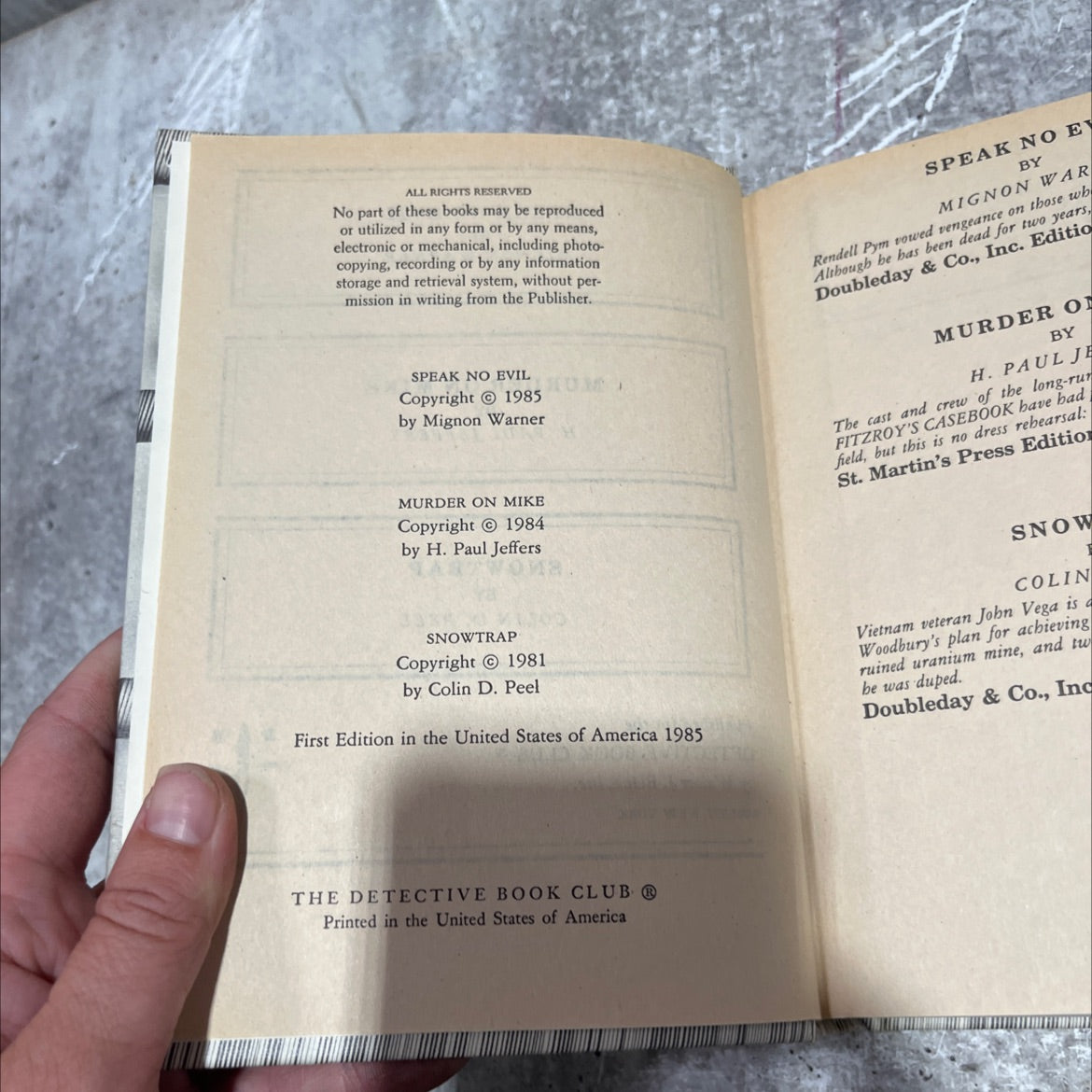 speak no evil book, by mignon warner, 1985 Hardcover image 3