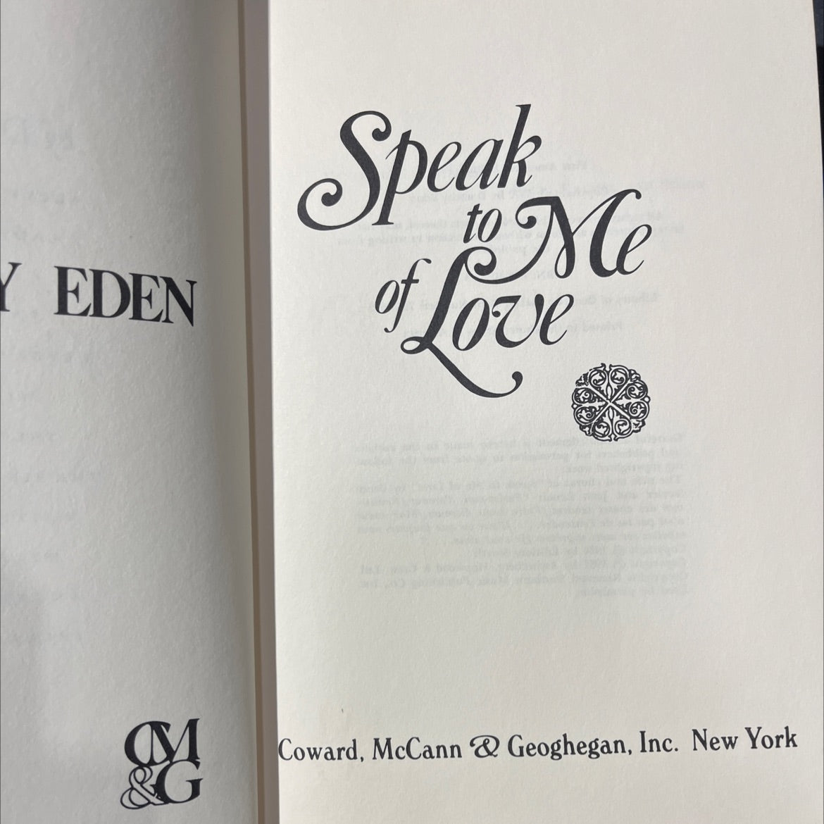 speak to me of love book, by dorothy eden, 1972 Hardcover image 2