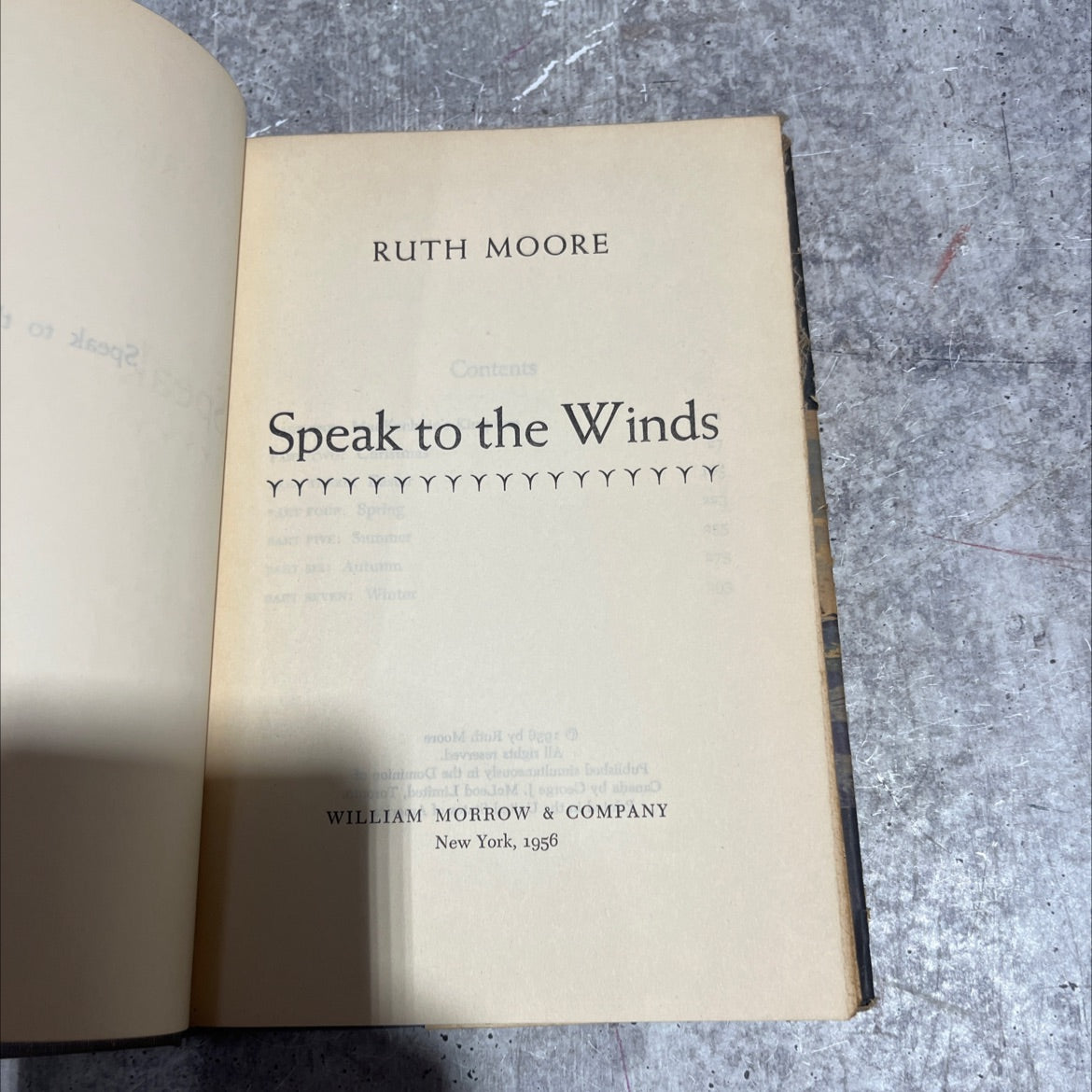 speak to the winds book, by ruth moore, 1956 Hardcover image 2