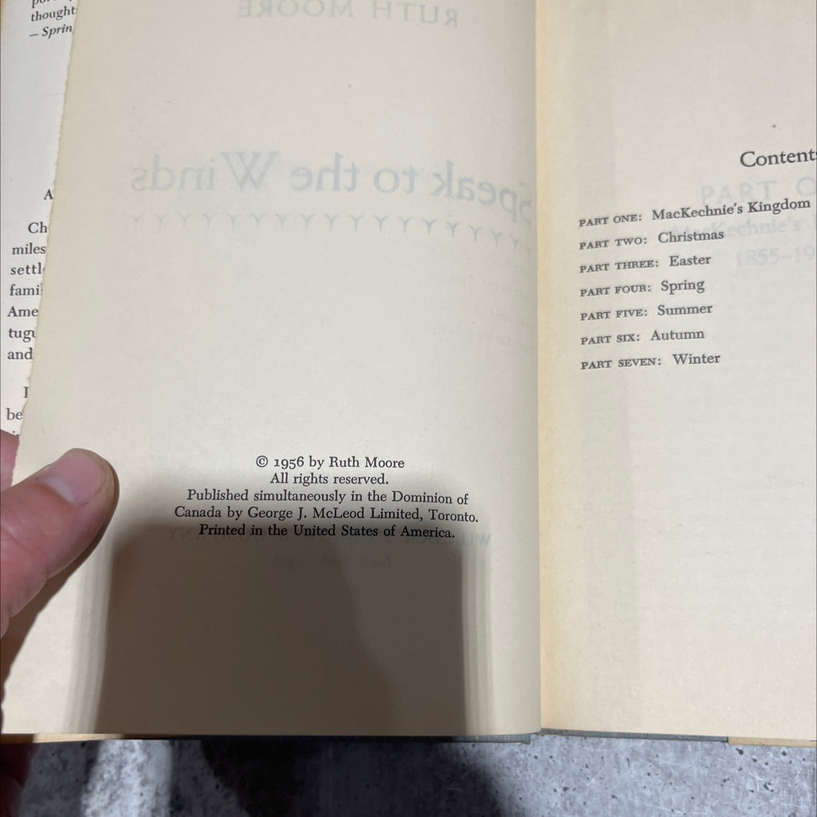 speak to the winds book, by ruth moore, 1956 Hardcover image 3