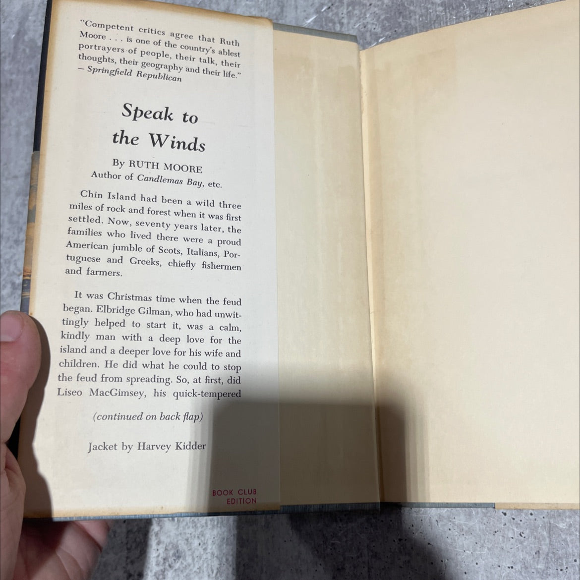 speak to the winds book, by ruth moore, 1956 Hardcover image 4
