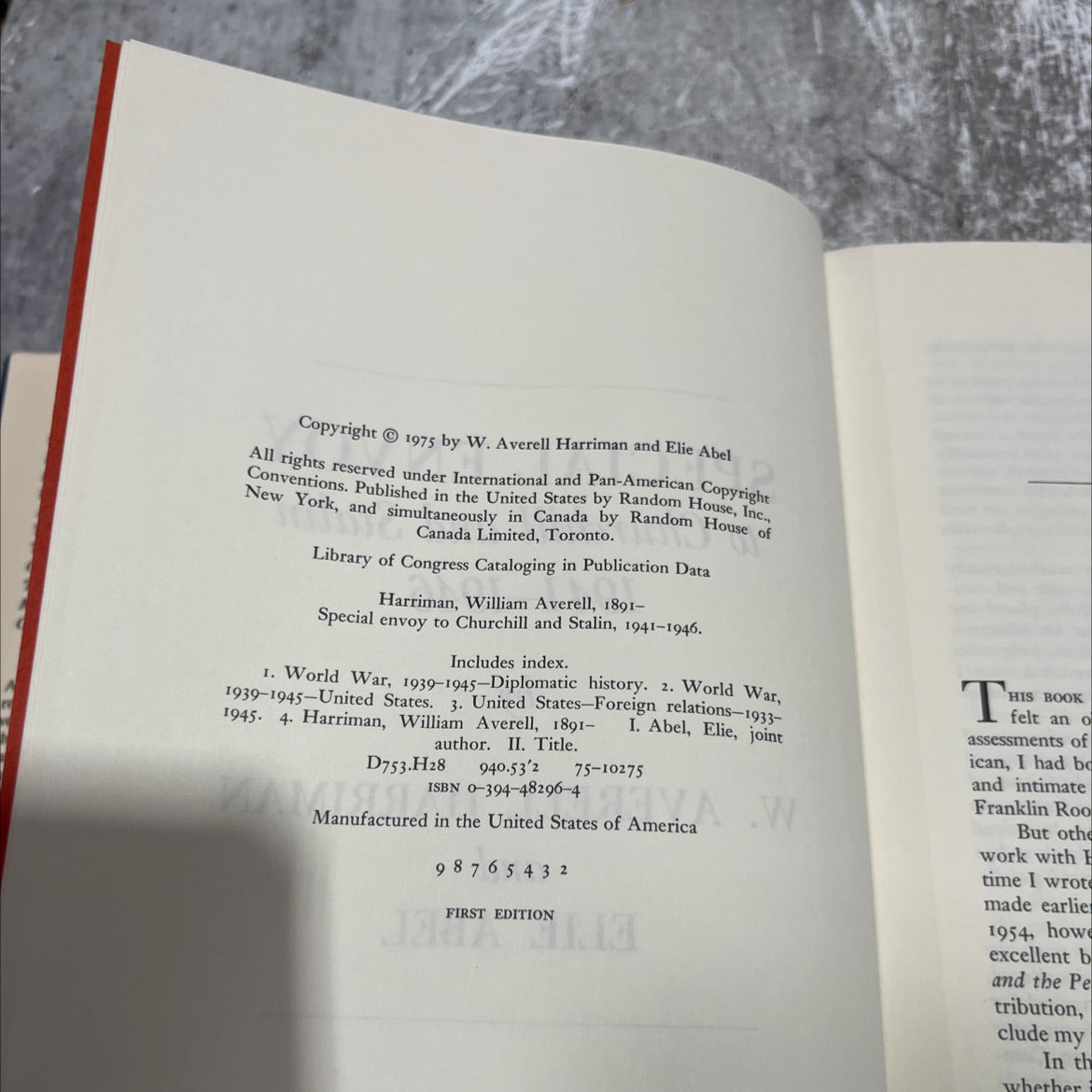 special envoy to churchill and stalin 1941-1946 book, by w. averell harriman and elie abel, 1975 Hardcover image 3