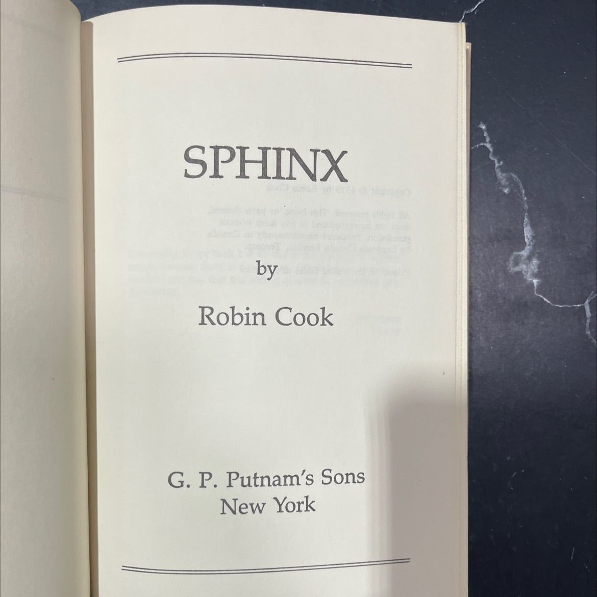 sphinx book, by Robin Cook, 1979 Hardcover image 2