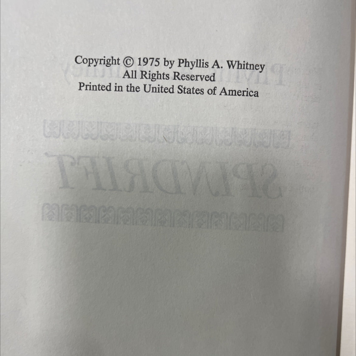 spindrift book, by Phyllis A. Whitney, 1975 Hardcover image 3