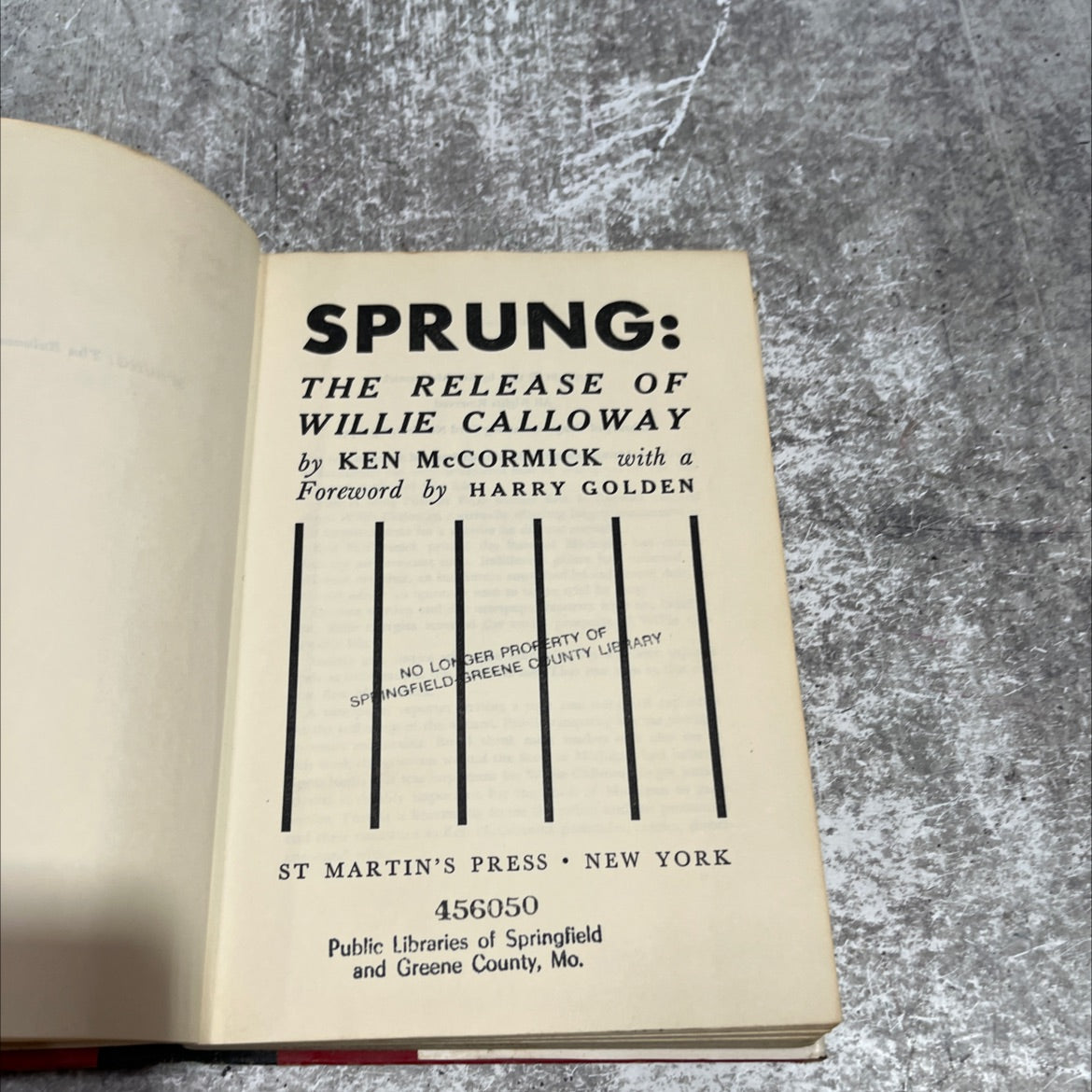 sprung: the release of willie calloway book, by ken mccormick, 1964 Hardcover image 2