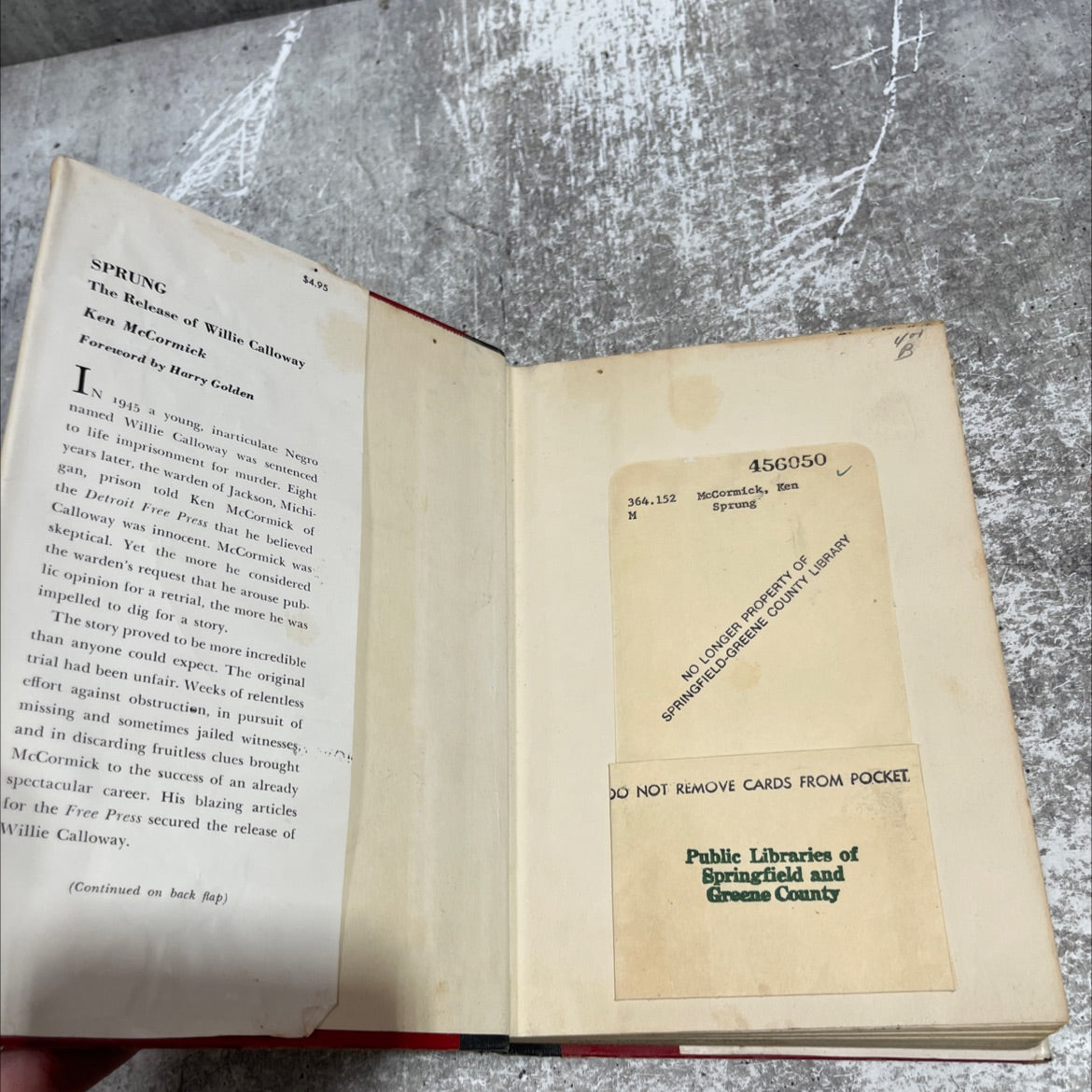 sprung: the release of willie calloway book, by ken mccormick, 1964 Hardcover image 4
