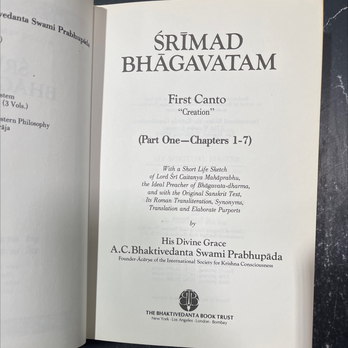srimad bhagavatam first canto \"creation\" (part one-chapters 1-7) book, by a.c. bhaktivedanta swami prabhupada, 1976 image 2