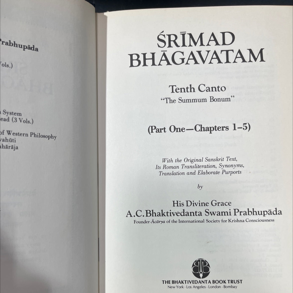 srimad bhagavatam tenth canto \"the summum bonum\" system book, by A.C. Bhaktivedanta Swami Prabhupāda, 1977 Hardcover image 2