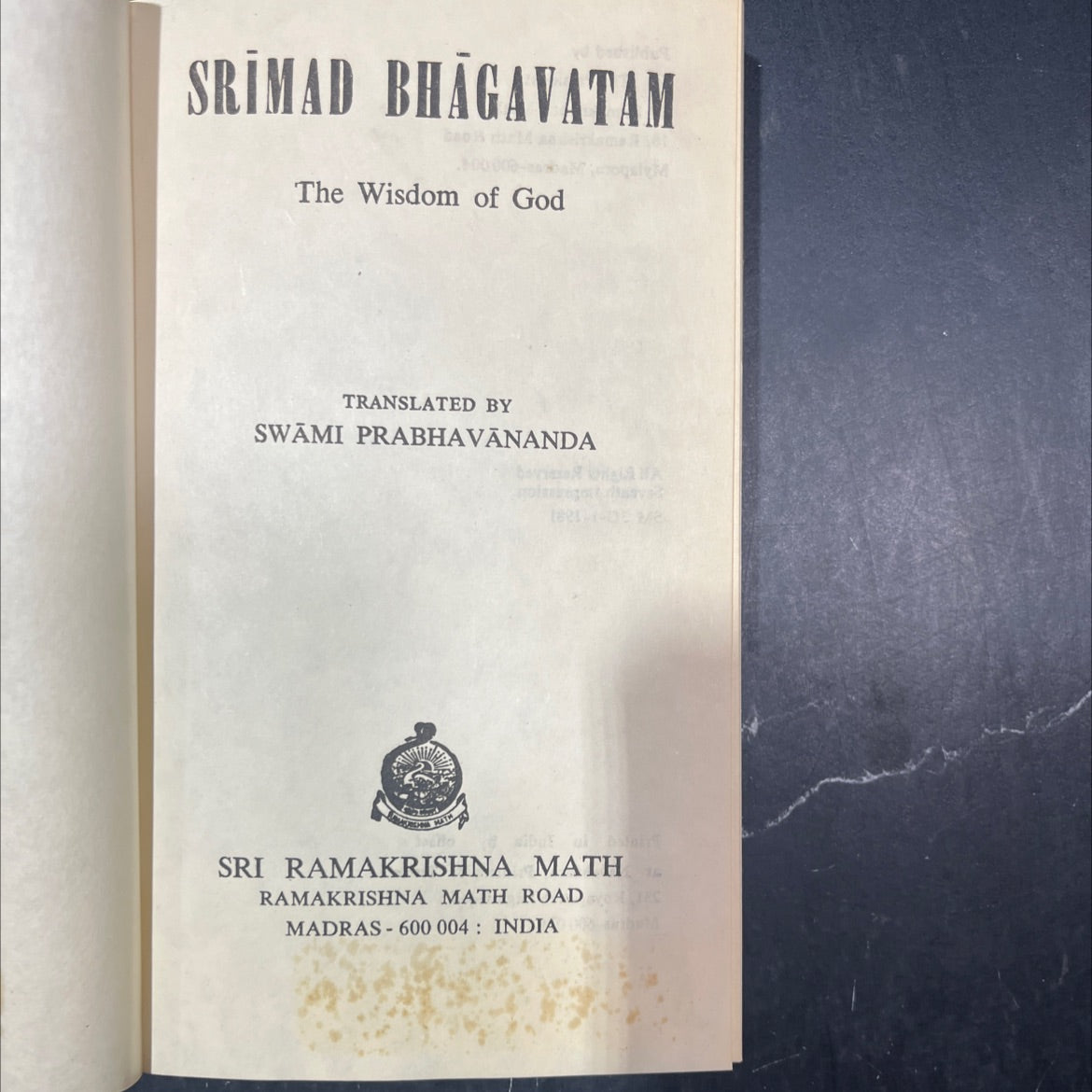 srimad bhagavatam the wisdom of god book, by swami prabhavananda, 1981 Paperback image 2