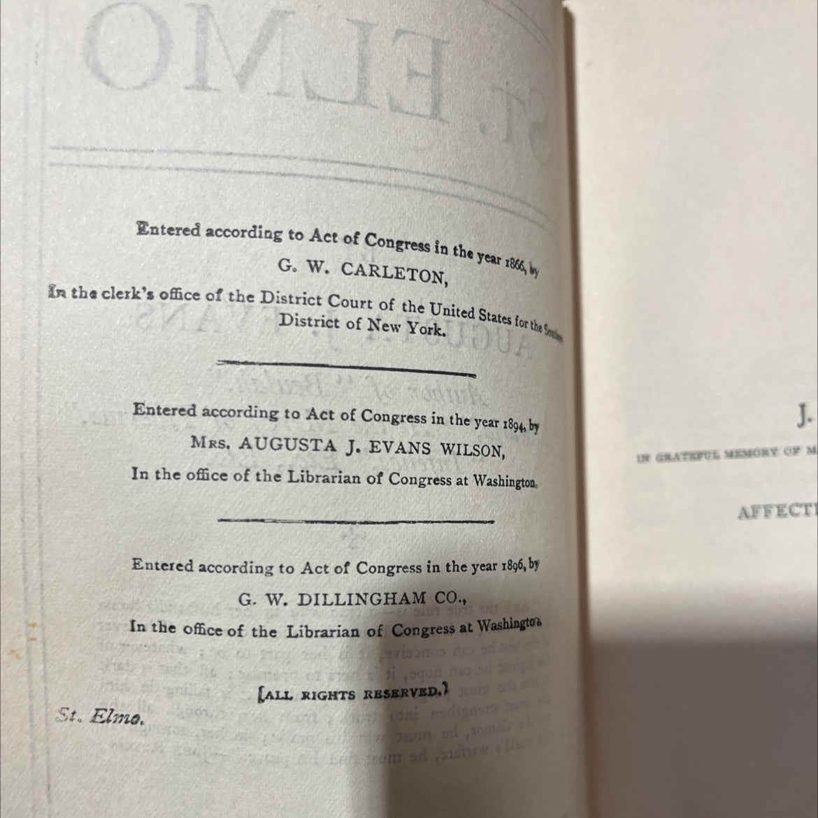 st. elmo book, by augusta j. evans, 1896 Hardcover image 3
