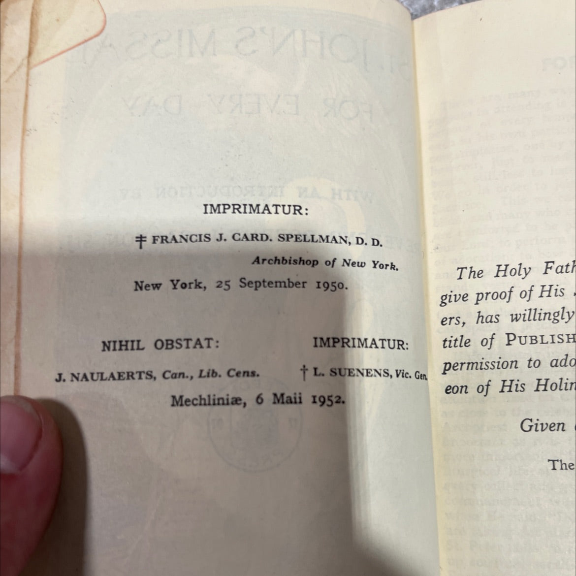 st. john's missal for every day book, by sutamiЯimi, reverend robert i. gannon, s.j., 1952 Leather image 3