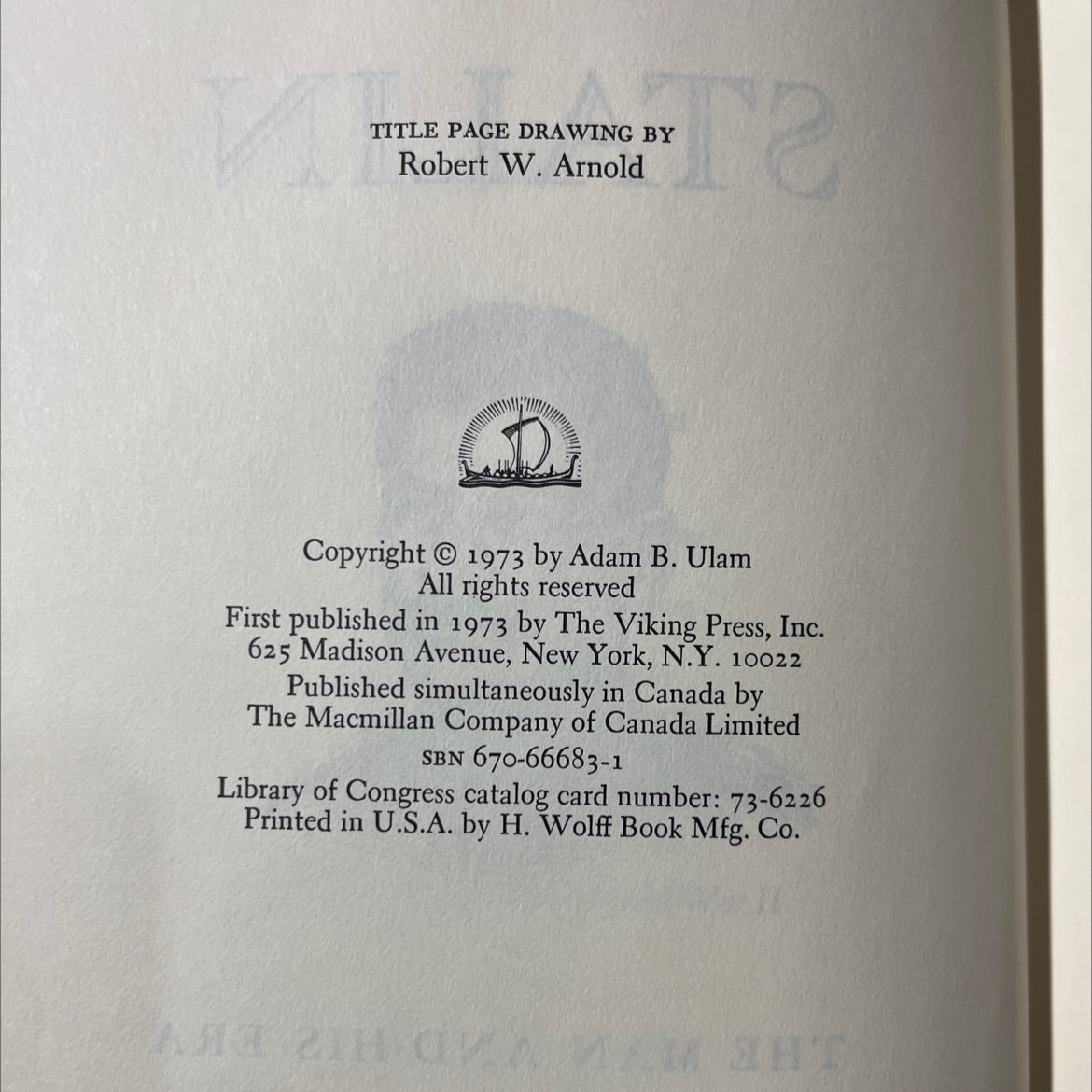 stalin book, by adam b. ulam, 1973 Hardcover image 3