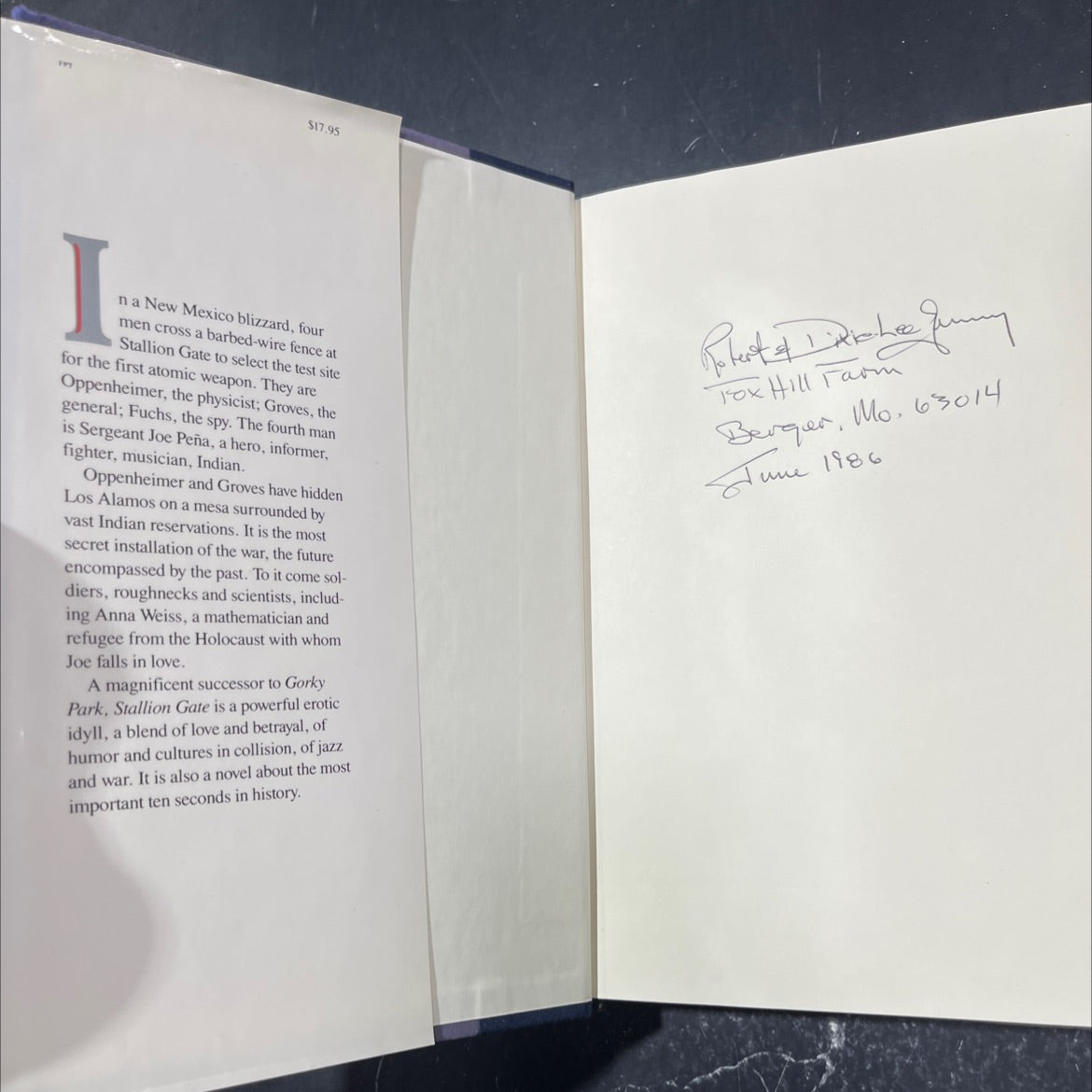 stallion gate book, by martin cruz smith, 1986 Hardcover image 4