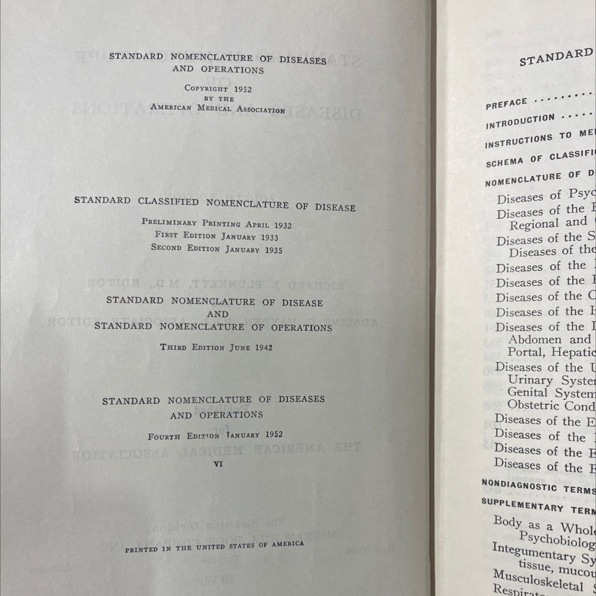 standard nomenclature of diseases and operations book, by richard j. plunkett, m.d., adaline c. hayden, r.r.l., 1952 image 3