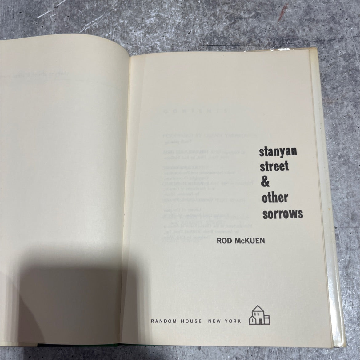 stanyan street & other sorrows book, by Rod McKuen, 1970 Hardcover image 2