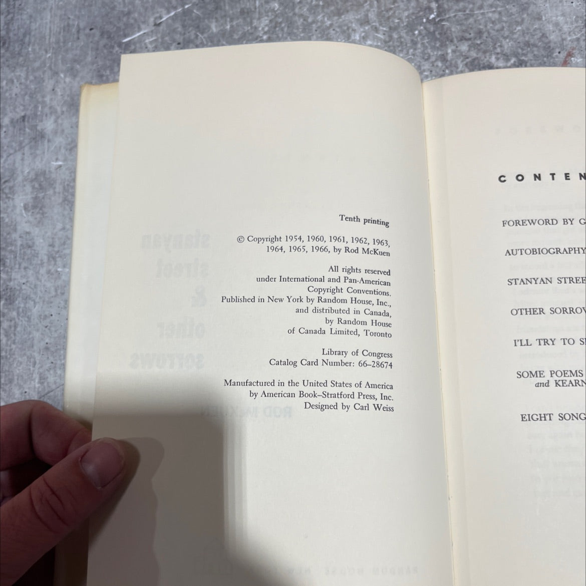 stanyan street & other sorrows book, by Rod McKuen, 1970 Hardcover image 3