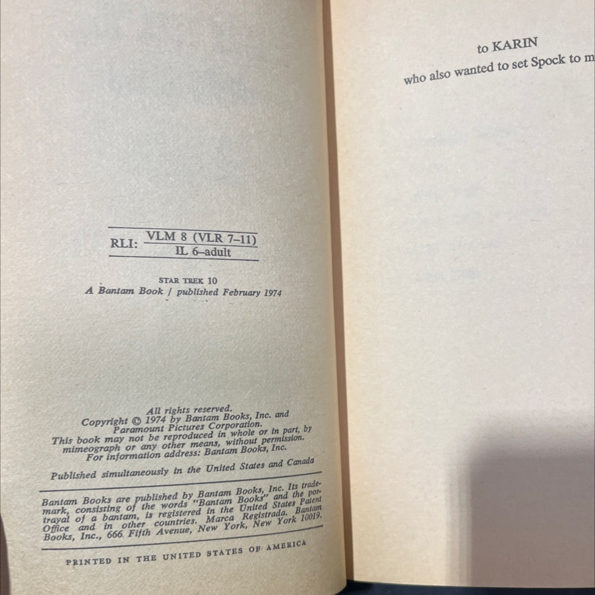 star trek 10 book, by james blish, 1974 Hardcover image 3