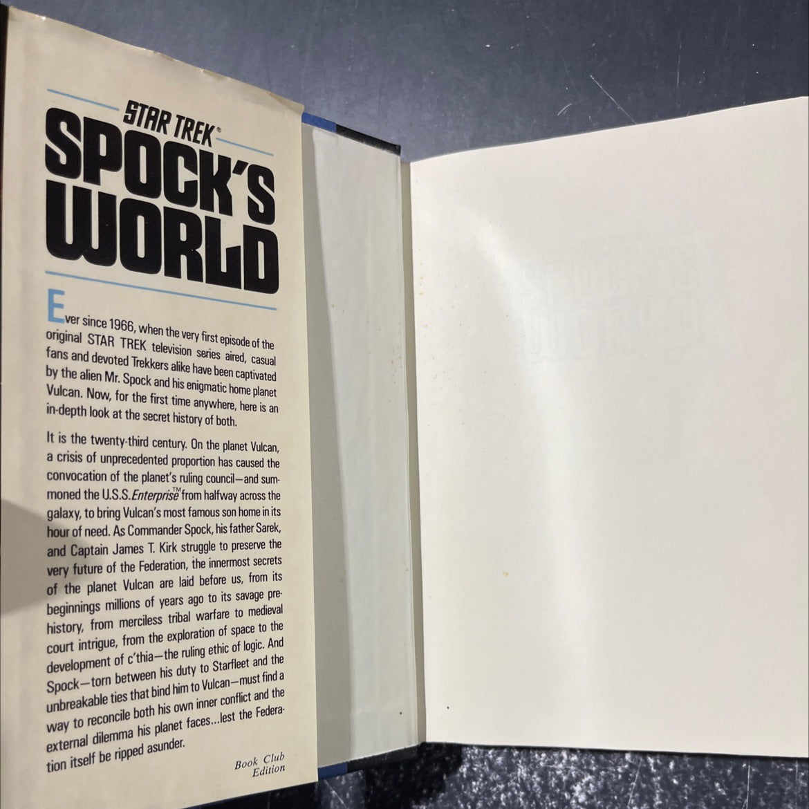 star trek spock's world book, by Diane Duane, 1988 Hardcover image 4