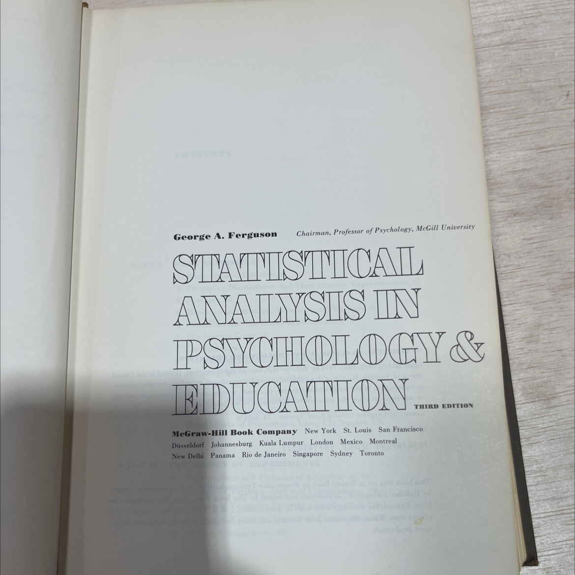statistical analysis in psychology & education book, by George A. Ferguson, 1971 Hardcover image 2