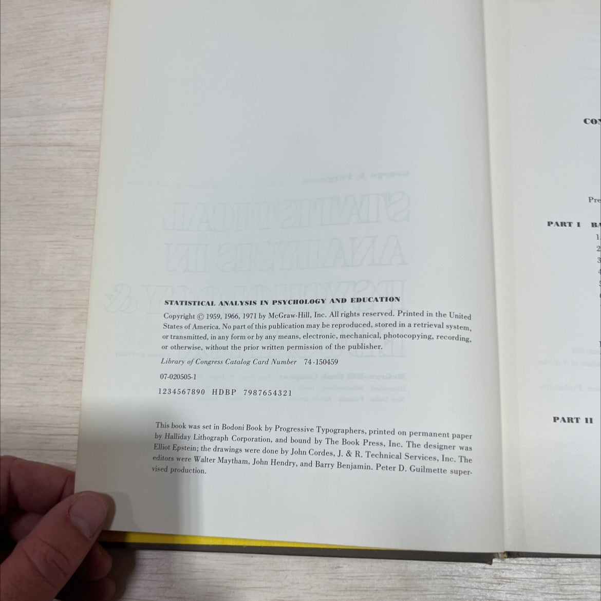 statistical analysis in psychology & education book, by George A. Ferguson, 1971 Hardcover image 3
