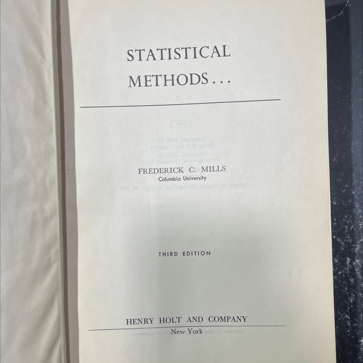 statistical methods book, by frederick c. mills, 1955 Hardcover image 2
