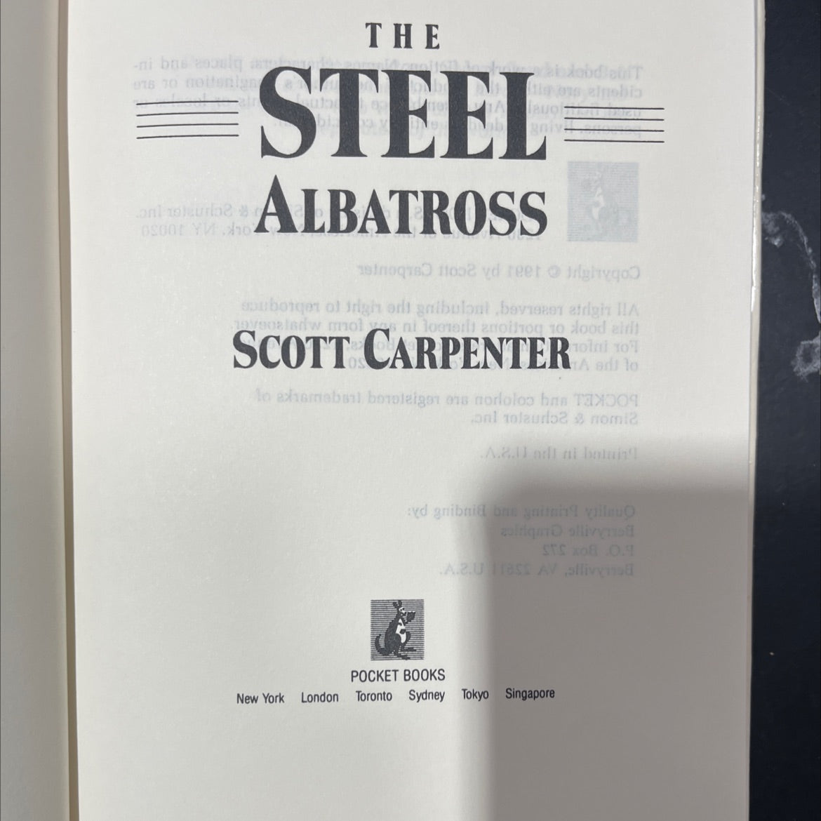 steel albatross book, by Scott Carpenter, 1991 Hardcover image 2