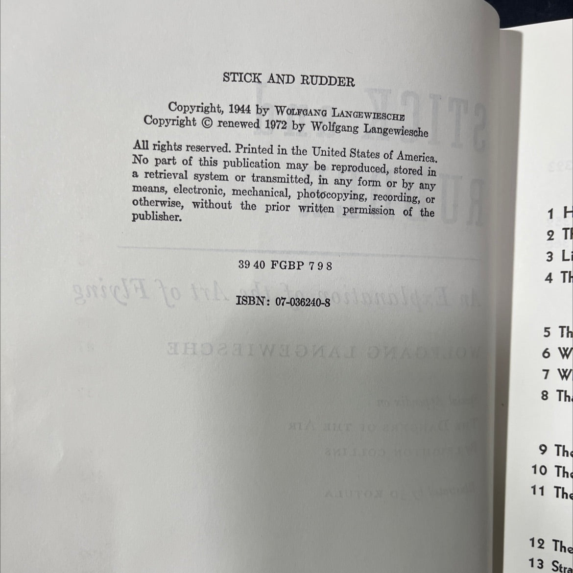 stick and rudder book, by wolfgang langewiesche, 1972 Hardcover image 3